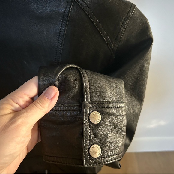 Small Zara TRF real leather black biker jacket. All zips and snaps work. - Picture 5 of 7
